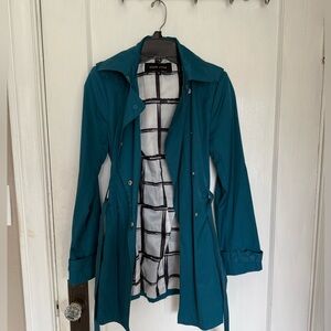 Black Rivet Teal Trench Coat | XS